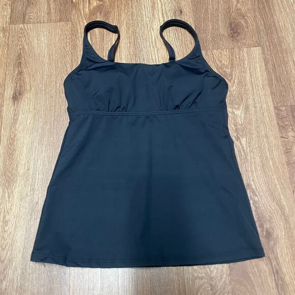 Lands End Womens Solid Black Tankini Underwire Swim Top Size 4 Modest Babydoll - Picture 1 of 5